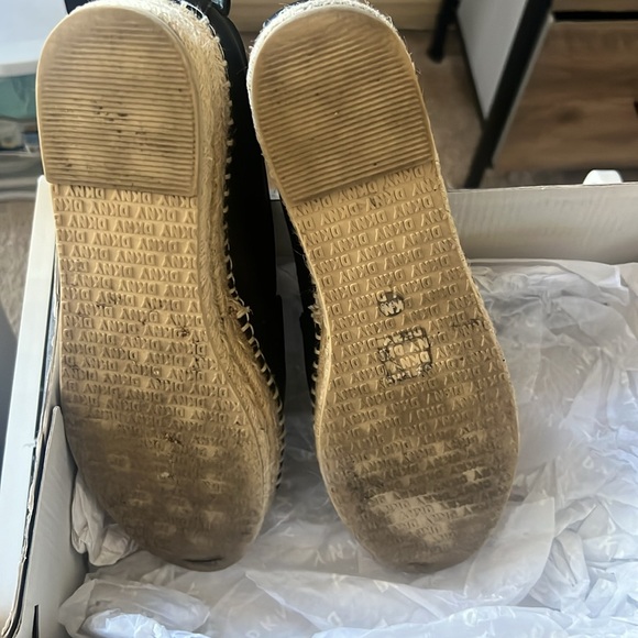 DKNY Black Leather Platform Espadrille Peep Toe 7.5 - Picture 7 of 7